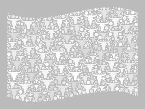 Cattle Waving White Flag - Mosaic with Bull Symbols Stock Illustration