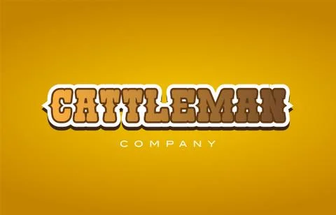 Cattleman cattle man western style word text logo design icon company Stock Illustration