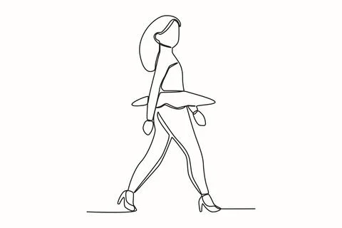 A catwalk model in a miniskirt Stock Illustration