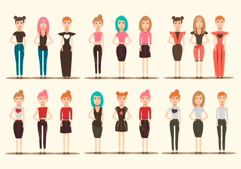 Catwalk Models Characters Collection Illustrazione stock