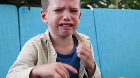 Caucasian boy is crying desperately. Stock-Footage 276415791