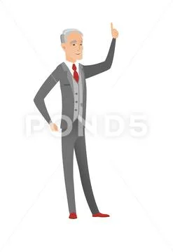 Caucasian businessman pointing his forefinger up. Stock Illustration