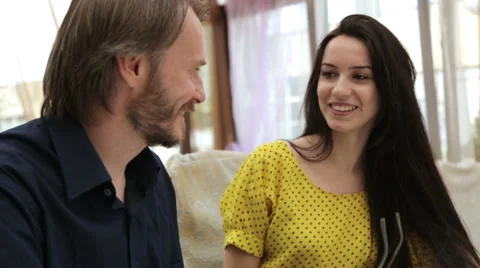 Caucasian couple in a cafe on a date. Stock Footage 52053428
