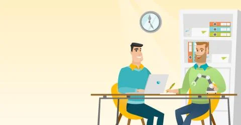 Caucasian engineer working on the project of robot Stock Illustration