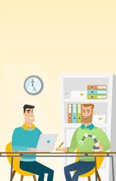 Caucasian engineer working on the project of robot Stock Illustration