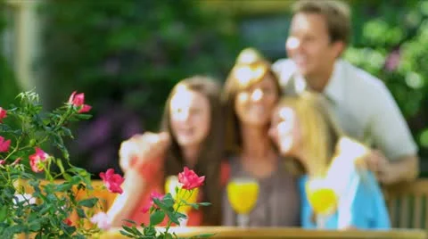 Caucasian Family Sitting Home Garden Stock Footage