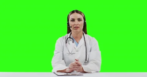 Caucasian female doctor on green screen ... | Stock Video | Pond5