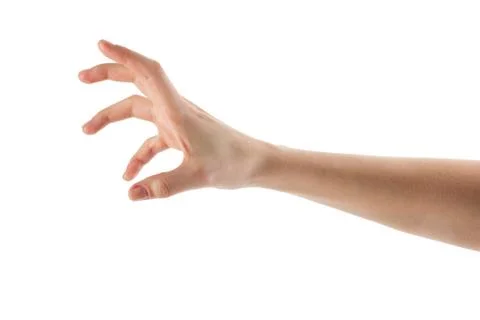 Caucasian female hand to grab objects, isolated on white Stock-Fotos