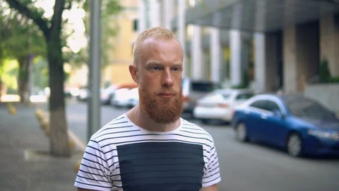 Caucasian guy in city Stock Footage 90702619