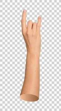 Caucasian hand gesturing rock on devil horns symbol for music band advertis.. Stock Photos