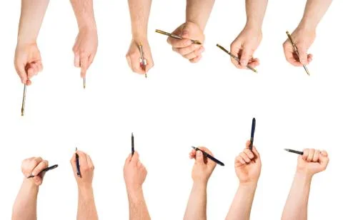 Caucasian hand holding pen isolated Stock Photos