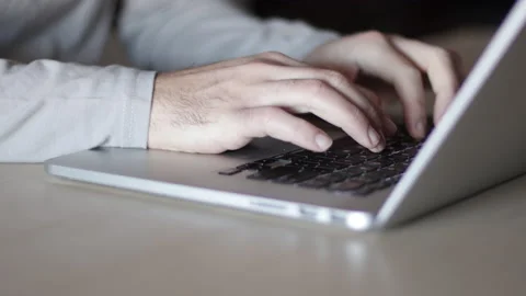 Caucasian hands typing on a laptop. Corporate, internet surfing or worker Stock Footage 168362953