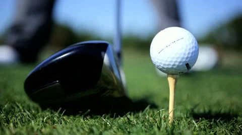 Caucasian Male Playing Golf Course Close Up Stock Footage
