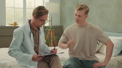 Caucasian man at the doctor's appointment. Stock Footage 217209853