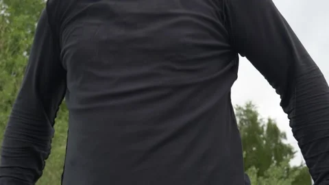 Caucasian Man Doing Triceps Dip On Parallel Bars Outdoors - close up Video stock 157252102