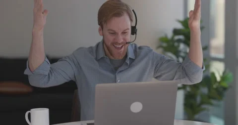 Caucasian man at home remote work on laptop computer Видео 169472036