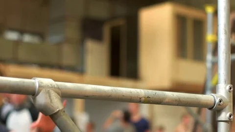 Caucasian Man Jumping over the Bar Stock Footage 70526451