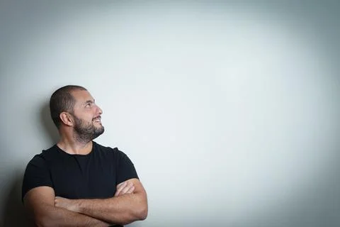 Caucasian man looking to empty background Stock Photos