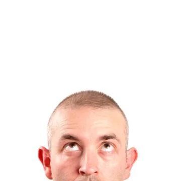 Caucasian man looking up Foto stock