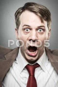 Caucasian man screaming angry portrtait Stock Photos