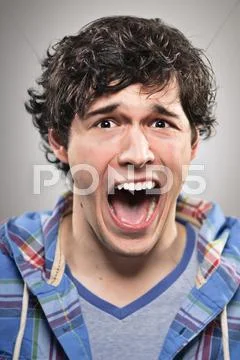Caucasian man screaming portrtait Stock Photos