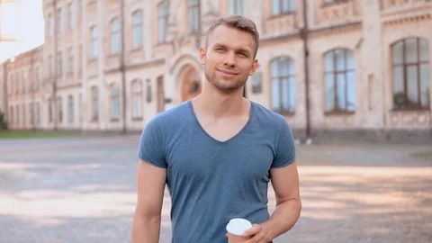 Caucasian man strolling in town Stock Footage 99868901