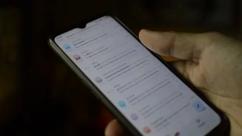 Caucasian man use google e mail on the phone, phone e mail communication Stock Footage 170420392