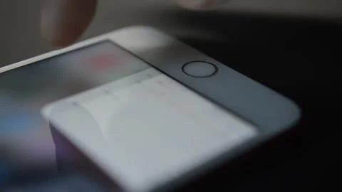 Caucasian man use touch id of iphone device and unlock iphone screen. Stock Footage 274131032