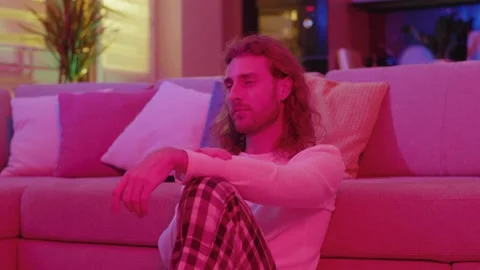 Caucasian man using smart technology touchscreen visual application remote Stock Footage 143181923