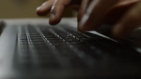 Caucasian man's hand work on his laptop. worker's hand typing on laptop. Video stock 229114431