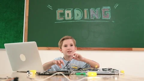 Caucasian student working on electronic board while sitting at class. Pedagogy. Stock Footage 271169415