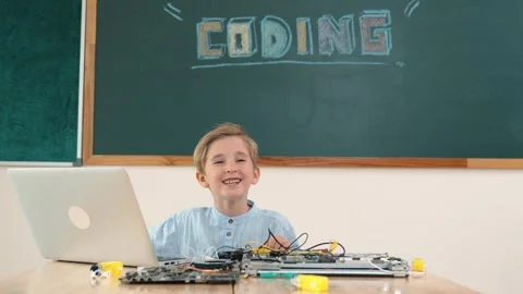 Caucasian student working on electronic board while sitting at class. Pedagogy. Stock Footage 273251322