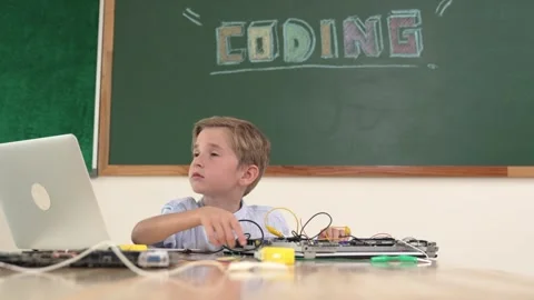 Caucasian student working on electronic board while sitting at class. Pedagogy. Stock Footage 277020731