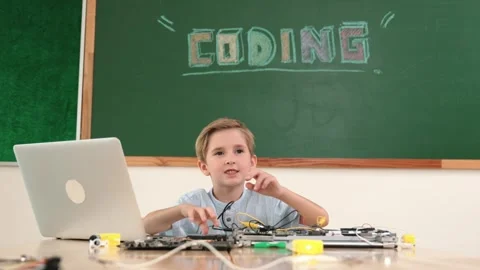 Caucasian student working on electronic board while sitting at class. Pedagogy. Stock Footage 278688829