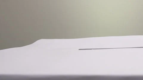 Caucasian voter using drop off ballot box for 2020 election Stock Footage 138784292