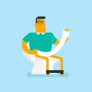 Caucasian white man suffering from constipation. Stock Illustration