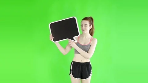 Caucasian woman studio greenscreen isolated sexy skinny 20s 4k sport fit slim Stock Footage