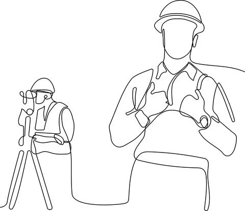 Caucasian worker with helmet on head using tablet Stock Illustration