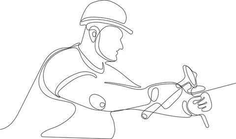 Caucasian worker with helmet on head using tablet Stock Illustration