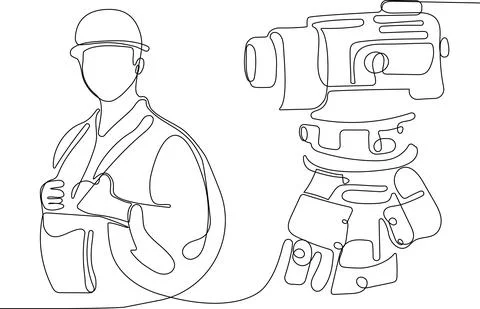 Caucasian worker with helmet on head using tablet Illustrazione stock