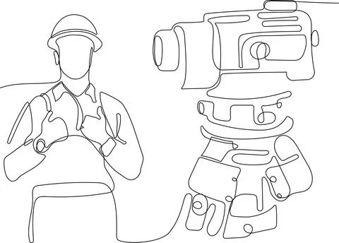 Caucasian worker with helmet on head using tablet Stock Illustration