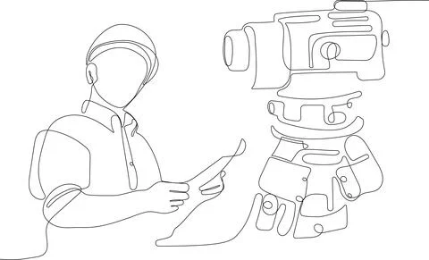 Caucasian worker with helmet on head using tablet Stock Illustration