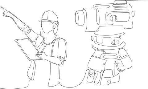 Caucasian worker with helmet on head using tablet Stock Illustration