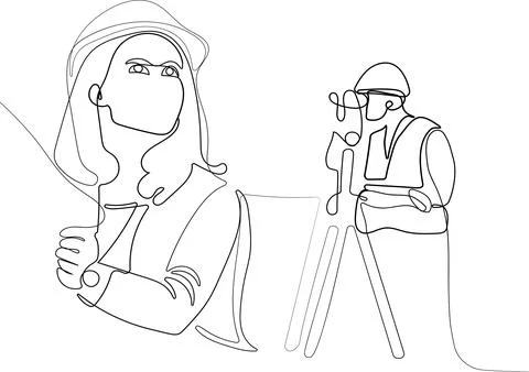 Caucasian worker with helmet on head using tablet Illustrazione stock