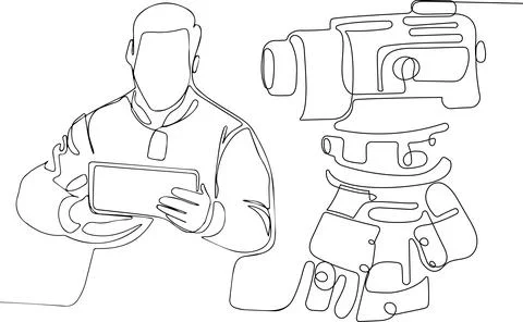 Caucasian worker with helmet on head using tablet Illustrazione stock