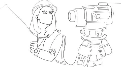 Caucasian worker with helmet on head using tablet Illustrazione stock