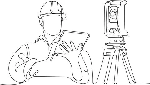 Caucasian worker with helmet on head using tablet イラスト素材