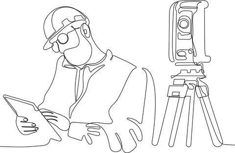 Caucasian worker with helmet on head using tablet Stock Illustration