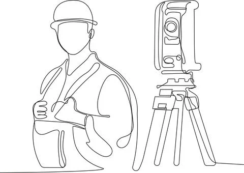 Caucasian worker with helmet on head using tablet Stock Illustration