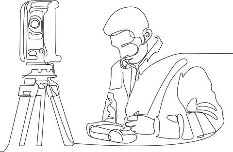 Caucasian worker with helmet on head using tablet Stock Illustration